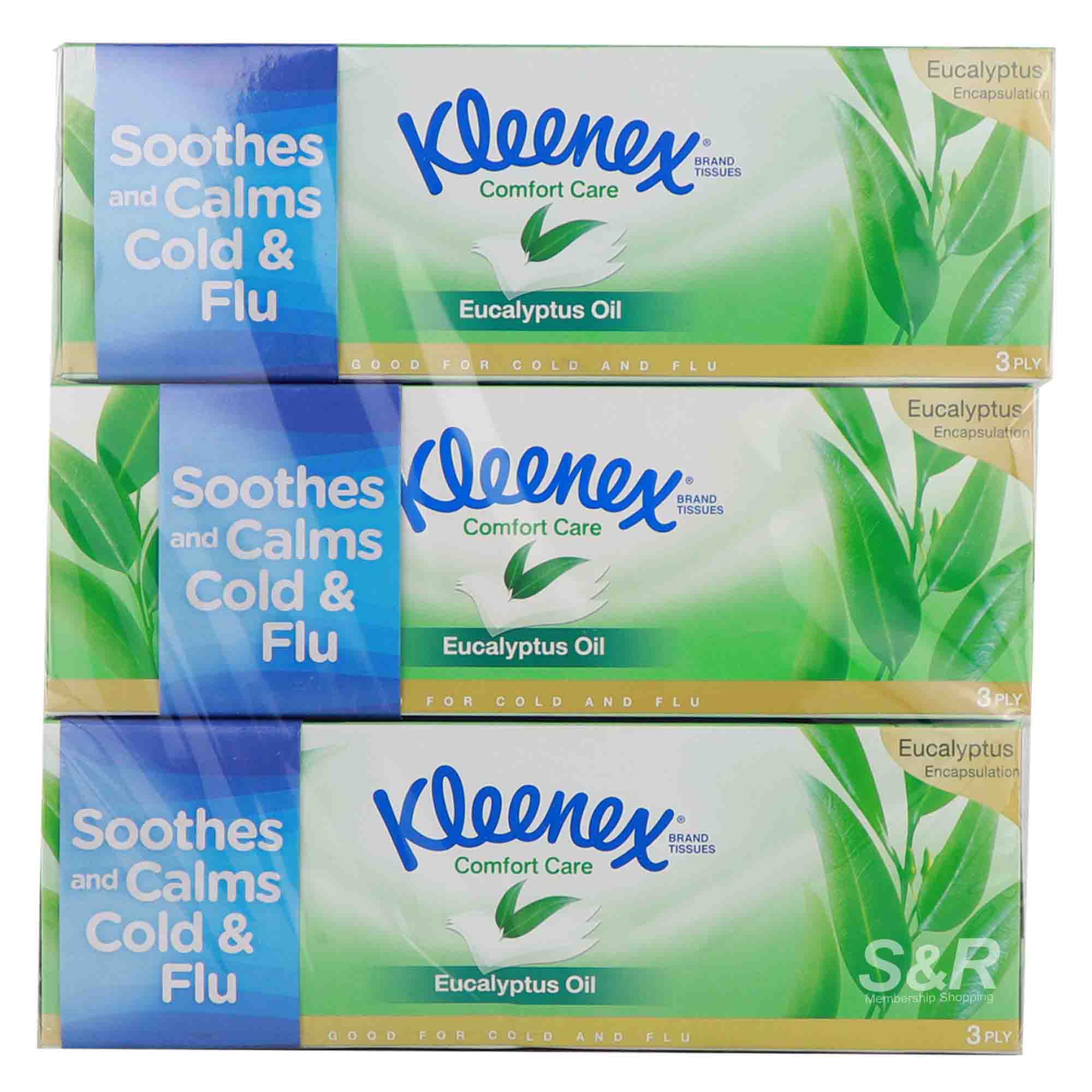 Kleenex Comfort Care with Eucalyptus Oil 3-Ply Tissues 3 boxes